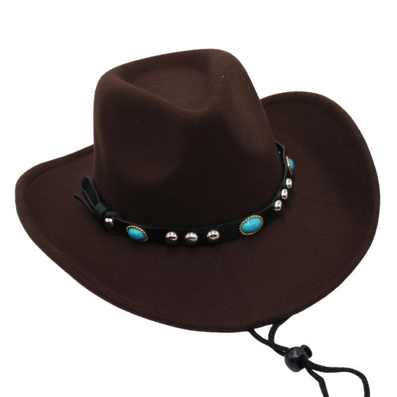 Minority Top Hat Western Cowboy Hat Turquoise Jazz Hat Guozhuang Dance Felt Hat Sun Hat Men And Women