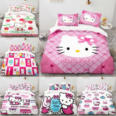 Sanrio Bedding Set Duvet Cover Hello Kitty Children'S Bedroom Decoration Quilt Cover Pillowcases Single Double Multiple Sizes
