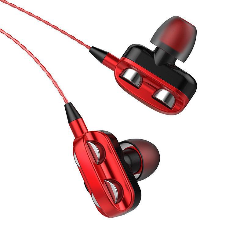 Dual Dynamic Coil In-Ear Headphones with Wired Control, Dual Speakers, and Smartphone Compatibility