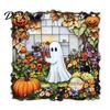 Acrylic Decoration with Bell Halloween 2D Chain, Bell, Stained Glass Ghost Bat Pumpkin Suncatcher Decor Decor, Window Wall Hanging Ornament