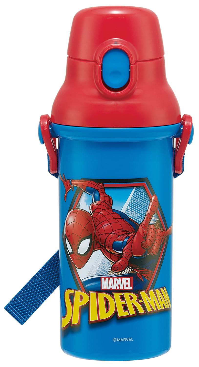 

Skater Water Direct Dishwasher Made in Children s Bottle, 480ml, Drinking, Plastic, One-Touch Operation, Safe, Japan, Spider-Man Design, 25cm, Boys,