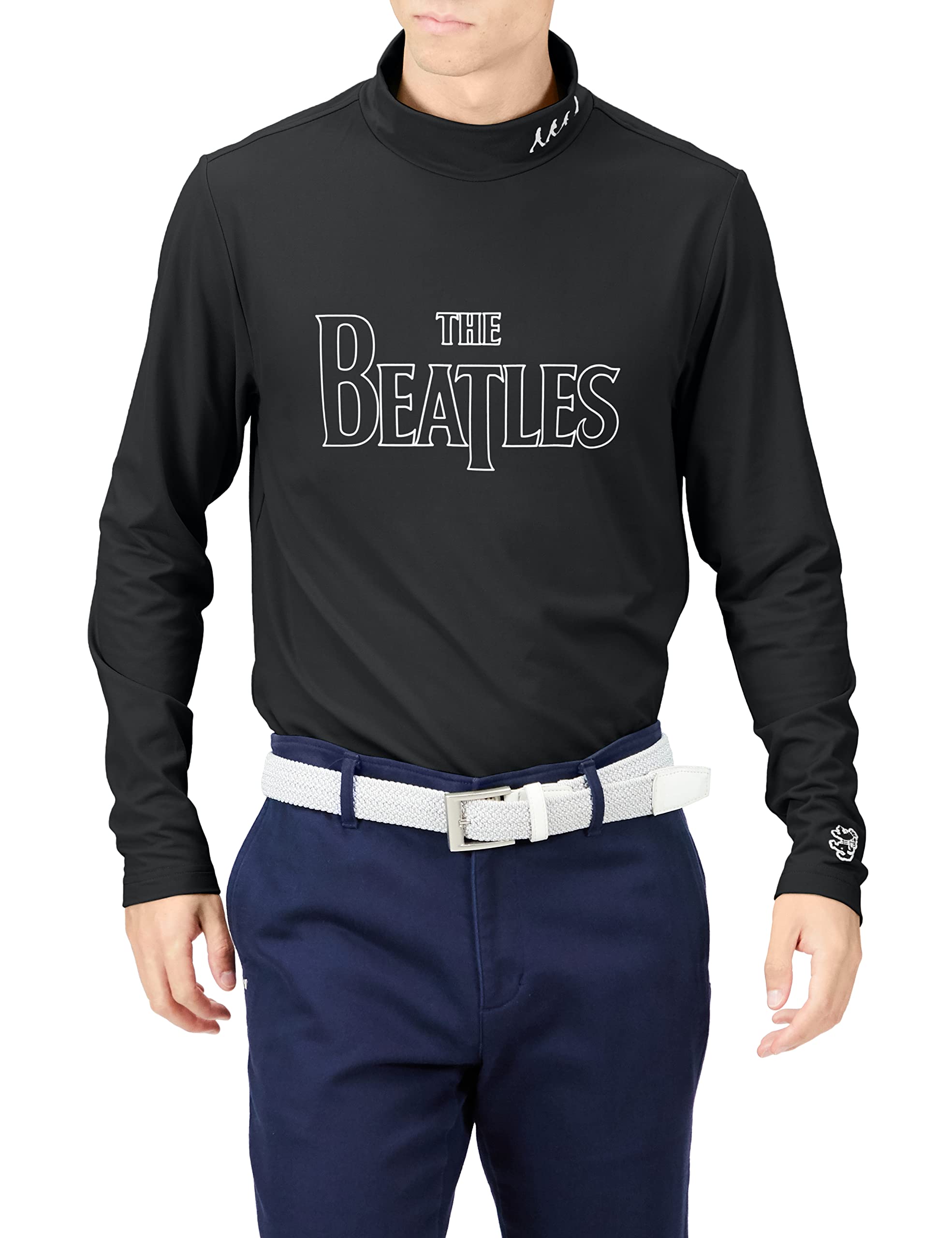 

Admiral Golf BEATLES Skeleton Logo Mock Shirt ADMA259 Men s Black, Size LL