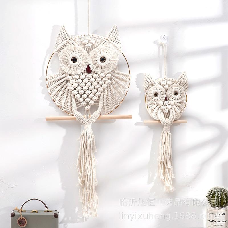 Cotton Rope Hand-woven Owl Pendant Bohemian Creative Wall Hanging Blanket Nordic Style Home Decoration Pendant