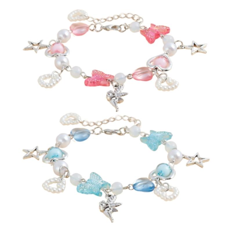 Beach Jewelry Butterfly Heart Star Bracelet for Women Girls Colorful Wristchain