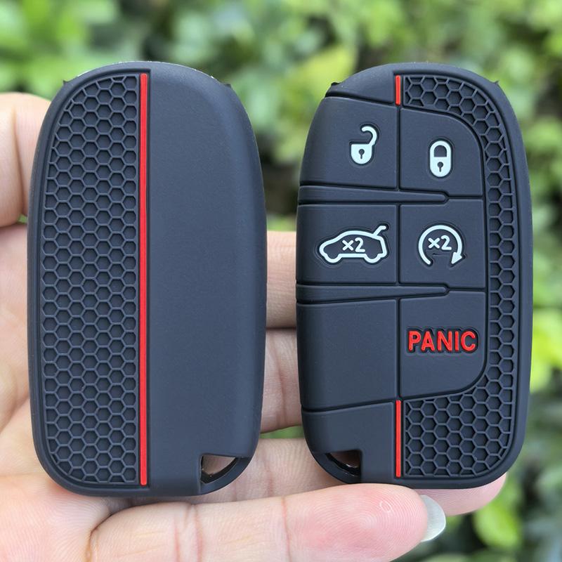 Silikon Autoschlüssel Abdeckung Fall für Dodge Ram Charger Journey Durango Jeep Grand Cherokee Chrysler Keyless Fob Shell Halter
