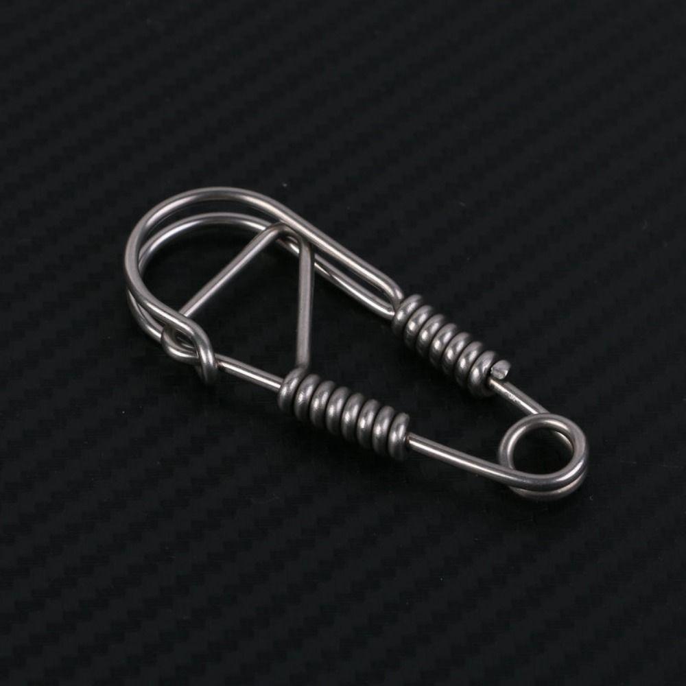 Stainless Steel Clasp Dual Lock Keychain Snap Clip Carabiner Key Ring  Outdoor Tools
