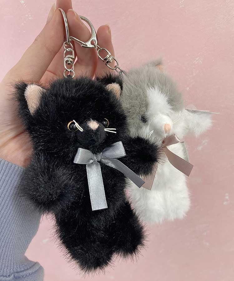 Fluffy Animal Mascot Plush Keychain Key Charm Bag Charm Charm Cat Cat Calico Chick Koala (Calico)