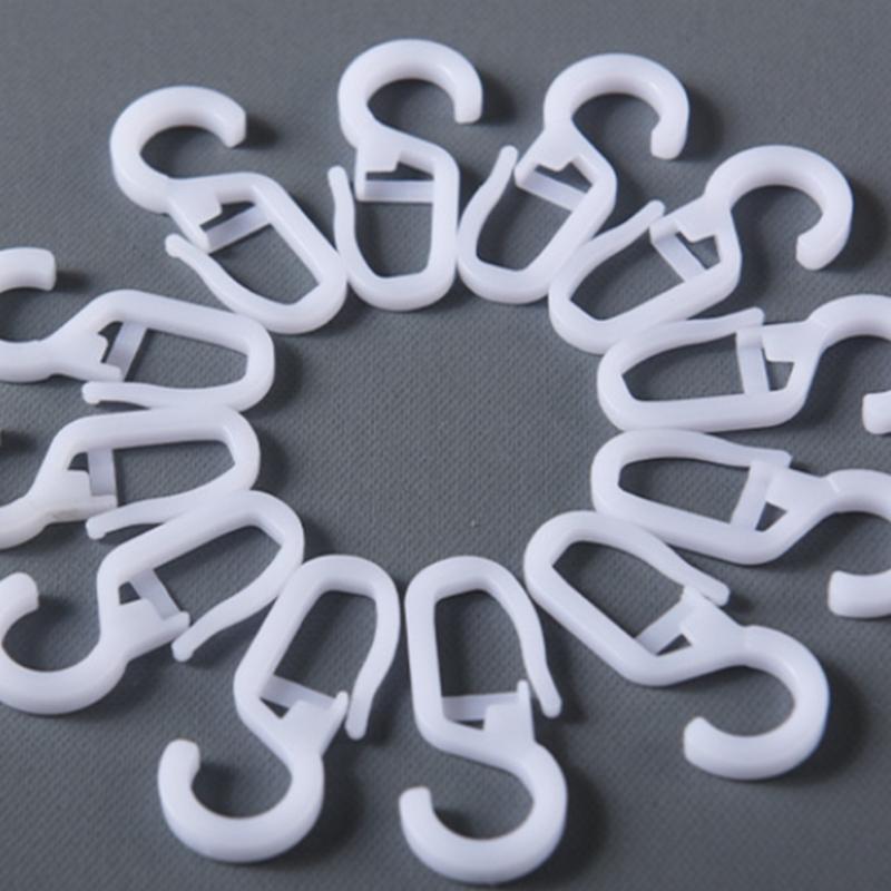 Pack Of 100 Curtain Rings with Clip 30mm Inner Diameter Plastic Hooks For Poles And Rod Drapery And Shower Hanging