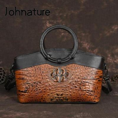 Luxury Handbags Women Bags Designer Genuine Leather Vintage Crocodile Embossed Real Cowhide Shoulder Bags