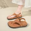 Damen Sandalen mit dicker Sohle Zehensteg Slipper Wildleder Schuhe für Damen Freizeit Strand Neue Mode Retro Sandalias De Mujer