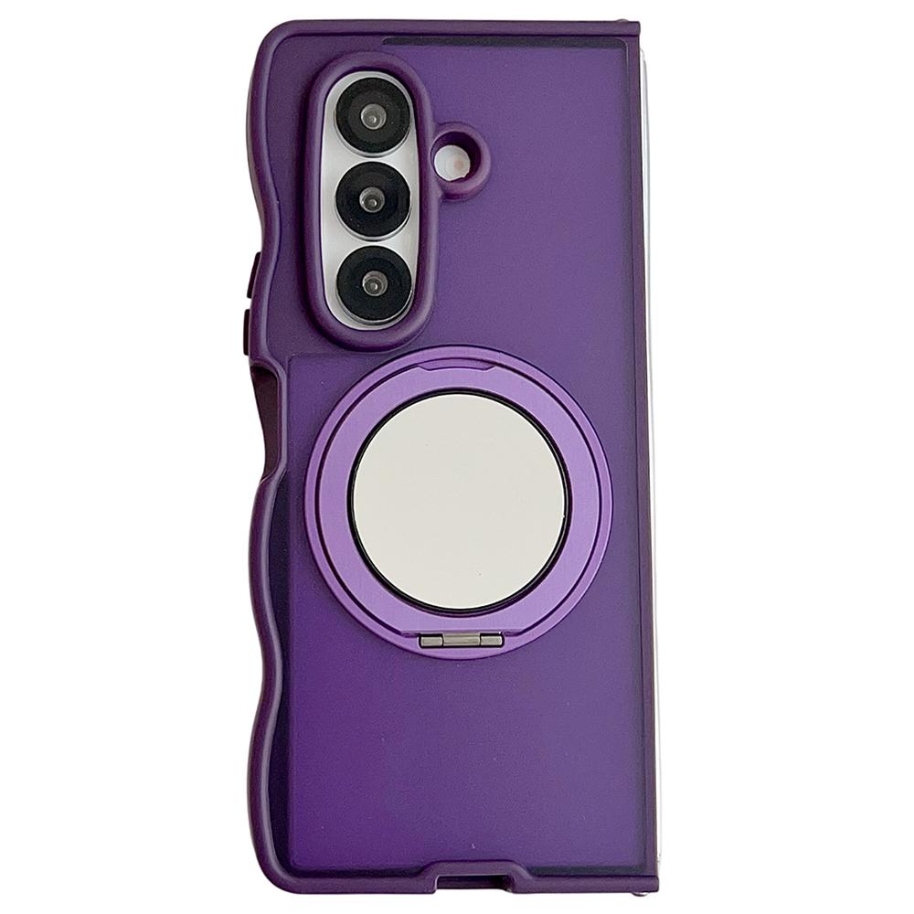 For Samsung Galaxy Z Fold7 5G Magnetic Case Mirror Rotating Kickstand Wave Edge TPU+PC Phone Cover