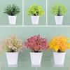 Plastic Faux Greenery Indoor Outdoor Plant Pot Decorative Small Potted Plant For Desk