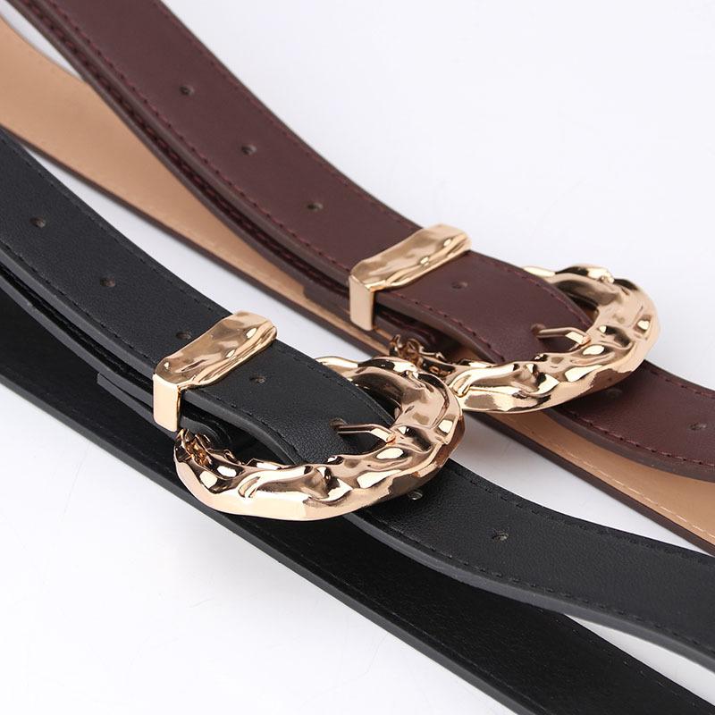 Women's Fashion Personalized Belt European and American Trend Simple Jeans Belt Big Head Metal Buckle Decorative Belt
