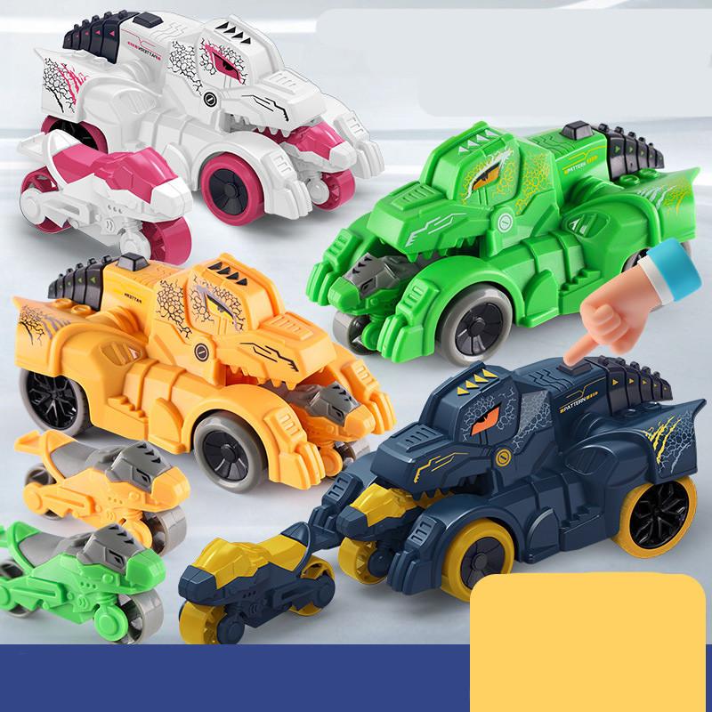 New Dinosaur Tank Inertia Glide Ejection Car Simulation Shape Boy Girl Parent-child Interactive Educational Toy White