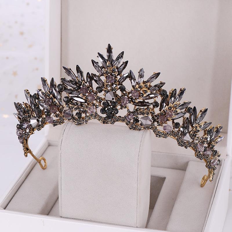 Diademi e Corone Barocche di Cristallo Diadema da Ballo con Strass Corona Tiara Donna Accessori per Capelli Nuziali Gioielli Corona Tiara