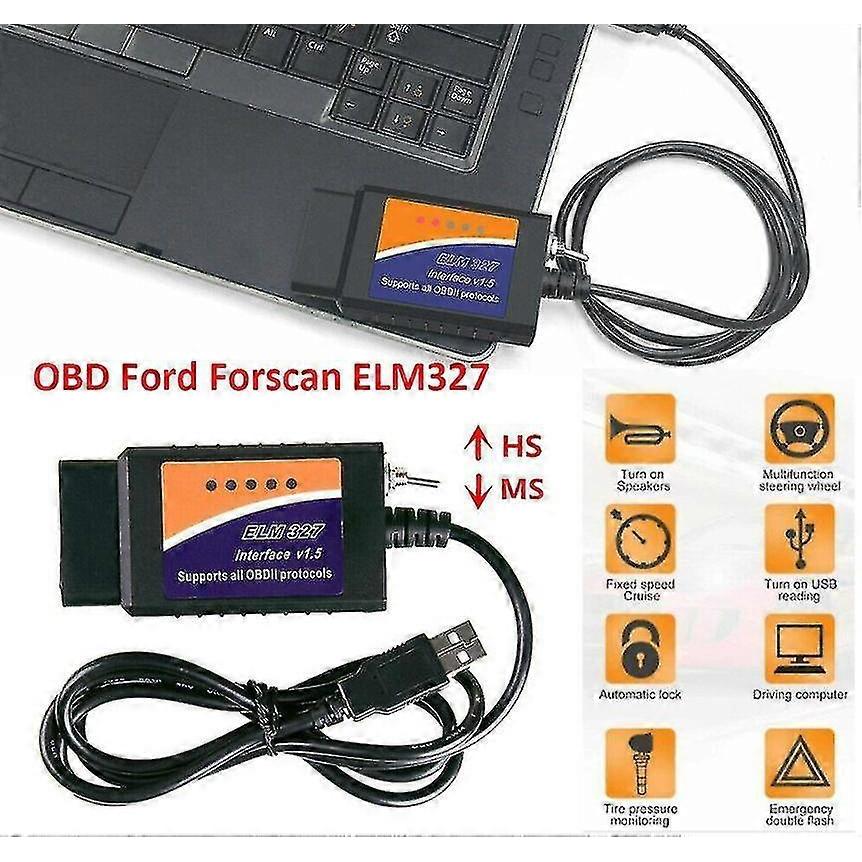 Voor Ford Forscan ELM327 USB Gemodificeerde OBD2 Scanner V1.5 MS-CAN HS-CAN Codelezer Scanner - Dian