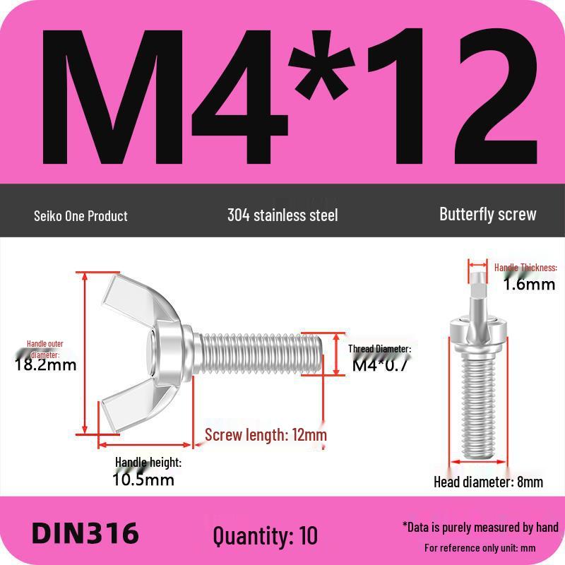304 Stainless Steel Hand-Tightening Butterfly Weld Screws - Ram Horn M4 M5 M6 M8
