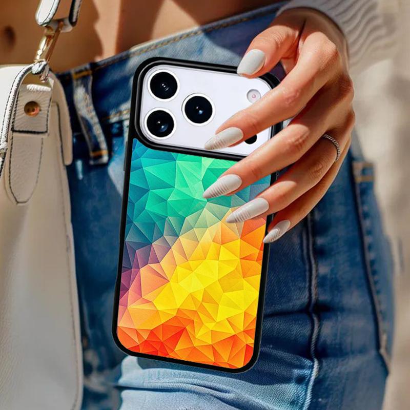 Geometric Abstract Crystal Phone Case For iPhone 17 Air 14 15 13 12 Max Cover For Apple 14 15 16 16e 11 Pro Max Plus Coque