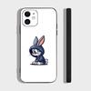 Animal Bunny For IPhone 17 Air 16 15 14 13 12 11 Pro Black Soft Cover Phone Case