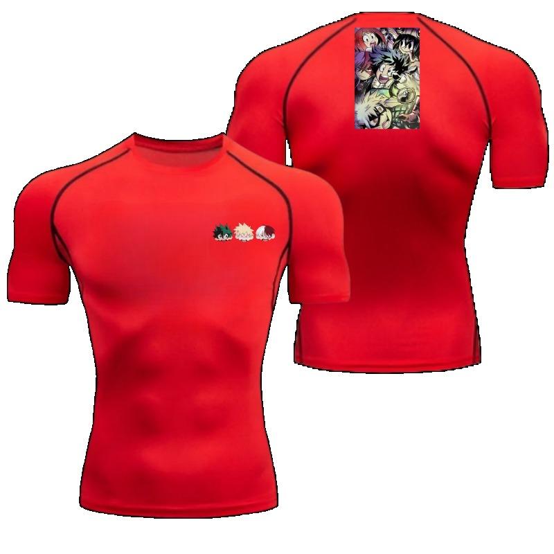 Graphic Compression Shirts Men Gym Workout Running Tshirt Summer Athletic Quick Dry Tees Tops Short Sleeve Rash Guard Tee for