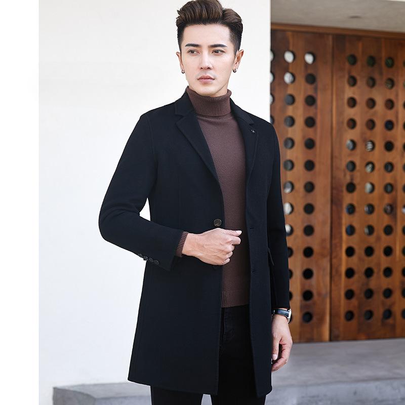 Autumn and Winter New Double-sided Woolen Wool Coat Men's Slim Double-sided Woolen Coat Men's Cashmere Trendy Coat for Men