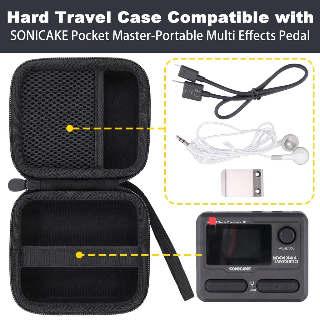 (Case Only) SONICAKE Pocket Master QME-10BK Multi-Effects Pedal Storage Case, Black - Khanka