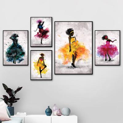 Artă de perete Pictură pe pânză Fusta colorată Fata dansatoare Postere și imprimeuri nordice abstracte Poze de perete pentru salonul de sufragerie fără cadru