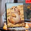 Beautiful Framed Pearl Painting Kit Cute Groundhog Victory Sign DIY 3D Bead Art Canvas Creative Wall Decor Relaxing Hobby Gift for Adults