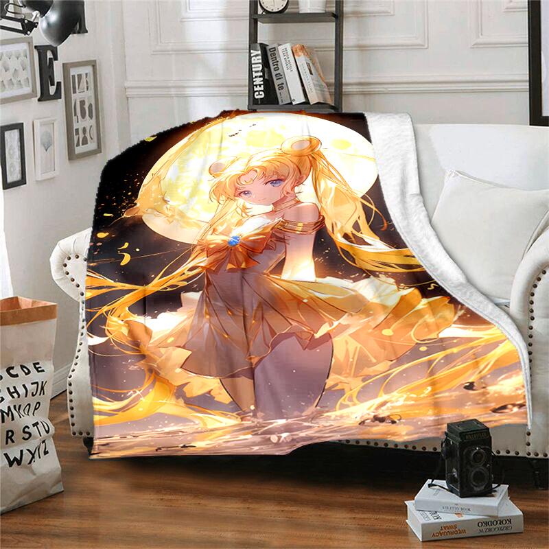 1pc Blanket Sailor Moon1 Print Design, Lightweight Blanket for Sofa, Bed- Soft &Warm, Gift for All Seasons Like Christmas, Halloween