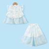 Montagut Girls' Ink Wash Floral Embroidery Sleeveless Two-Piece Set
