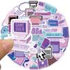 53 Cartoon Purple Pixel Style Graffiti Stickers Can Decorate Suitcase Pen Guitar Notebook Waterproof and Explosive