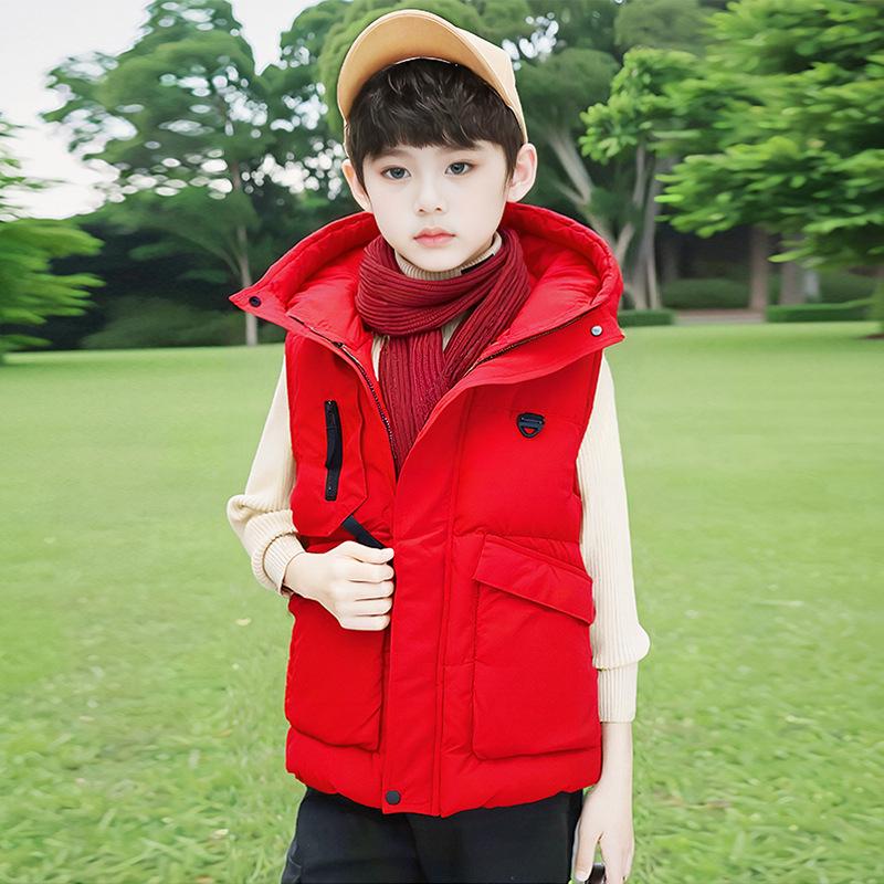 

Модный зимний пуховый жилет для мальчиков 2025 - Толстая, теплая куртка без рукавов для детей 140cm