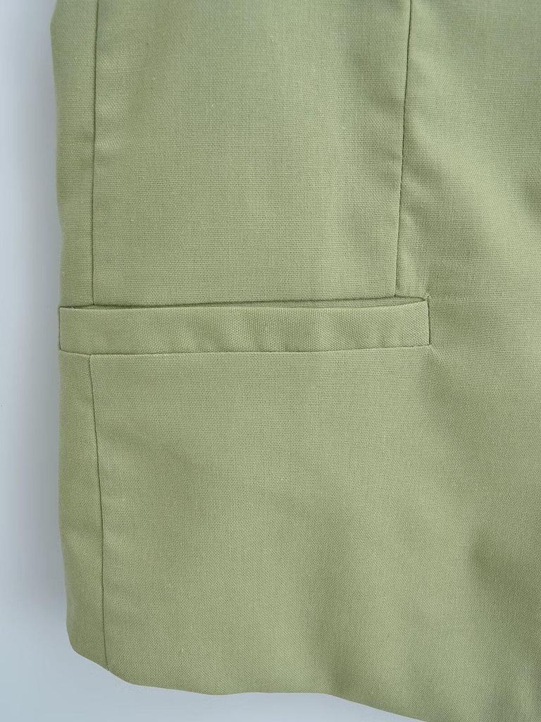 ZARZ Damen Europäischer & Amerikanischer Stil Leinenweste und Lässige Shorts Set