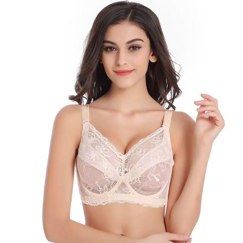 Full Size Thin Underwire Bra for Large Breasts No Cotton Thin Lace Underwear