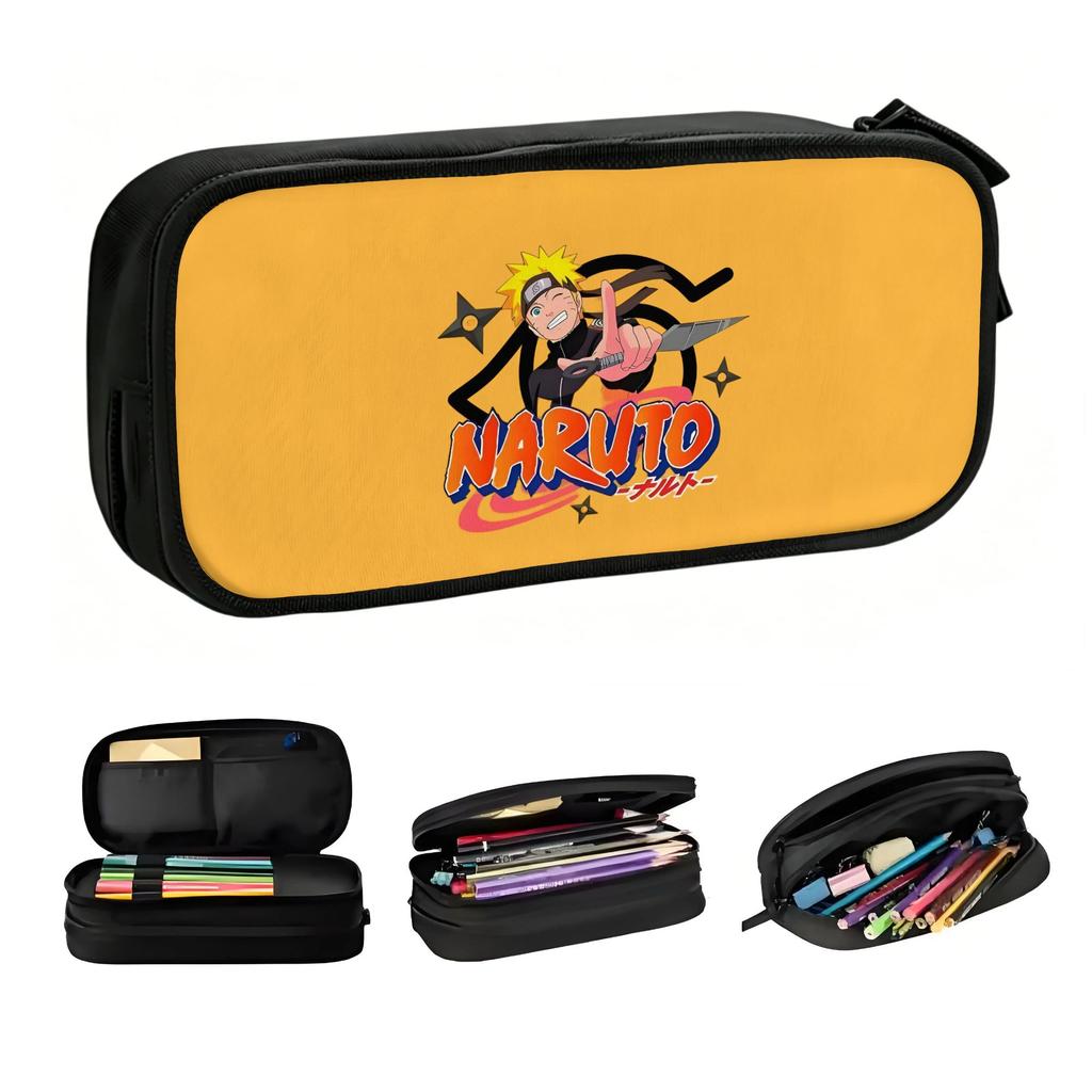 Japane Anime N-Naruto Cute Pencil Cases Girls Boys Large Storage TV Manga Series Pencil Bag Pouch Students Stationery