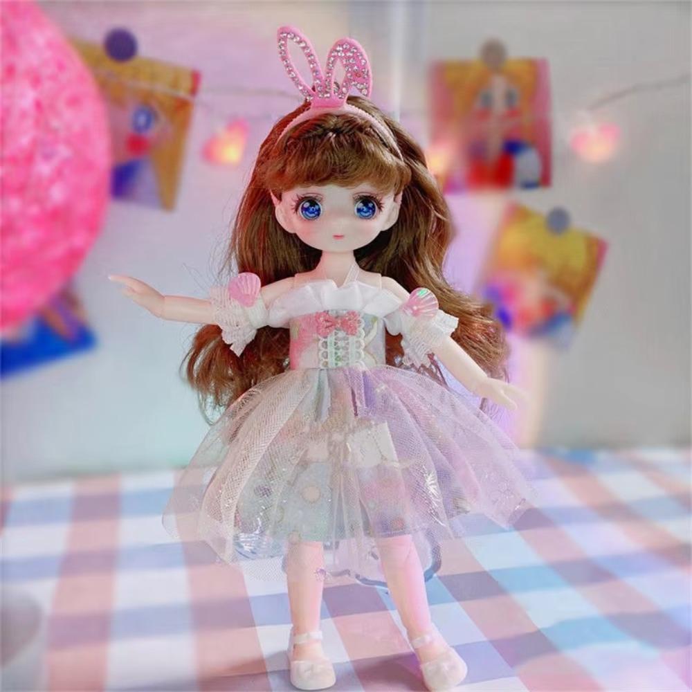 Dress Up Simulated Eye Hinge Doll with Clothes Removable Joints Doll  Girls Gifts