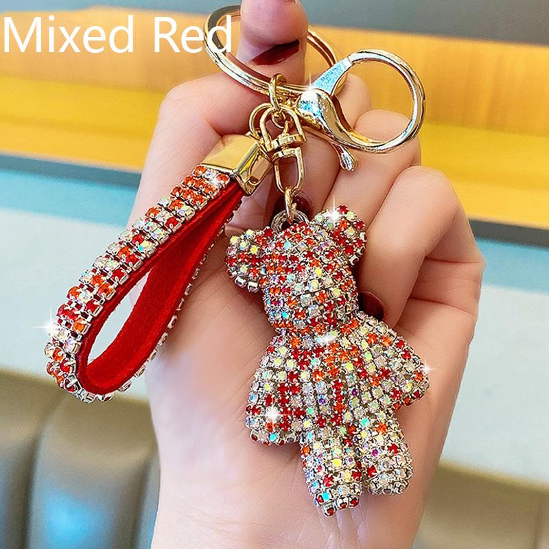 High Quality Animal Rhinestone Keychain Belt Car Key Box Pendant Luxury Rhinestone Bear Bag Keychain Women Bag Pendant Girl