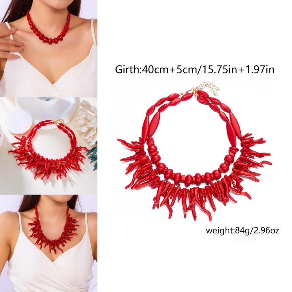 Fashion Coral Pendant Necklace With Resin And Electroplating For Women