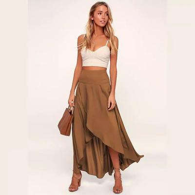 2025 Women's High Waist Ruffle Split Skirt - Elegant and Irregular Design for Summer