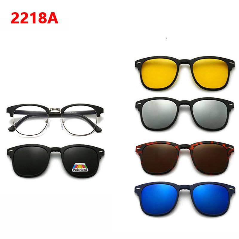6 In 1 Custom Men Optical Magnetic Sunglasses Magnet Clip On Sunglasses Polaroid Clip On Sun Glasses