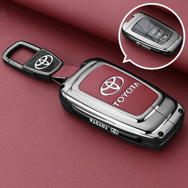Leather Zinc Alloy Car Key Case for Toyota Corolla Hybrid 2021 Rav4 Land Cruiser Prado Camry Highlander Prius C-HR 2018+