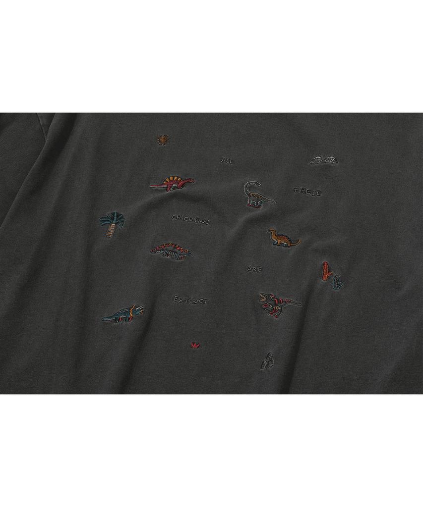 CPGN STUDIO Dino Stitch Embroidered Pigment Short Sleeve T-Shirt Smoke Black