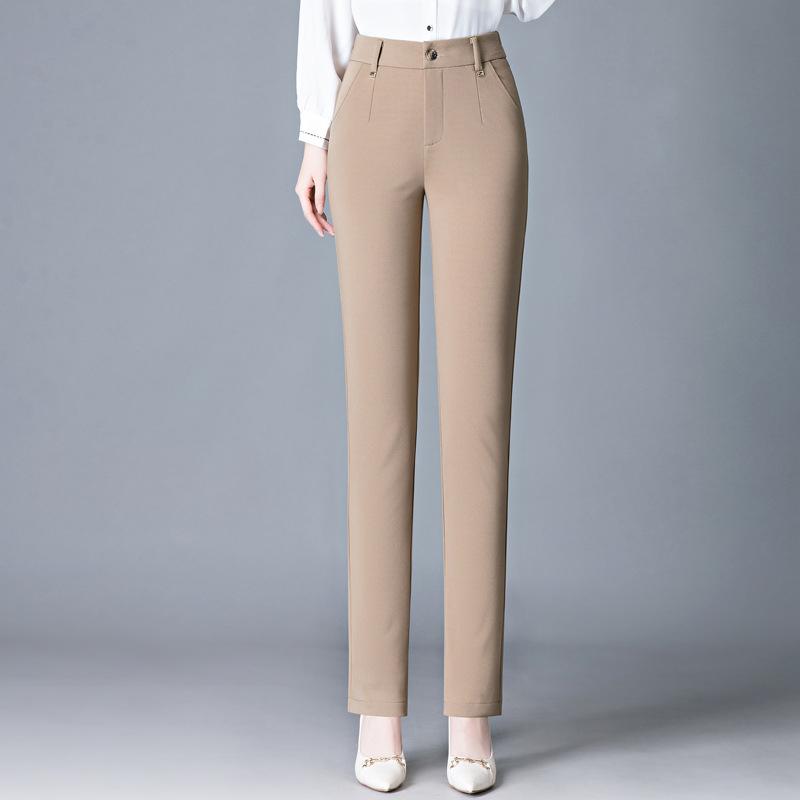 FiveFive Women High-Waisted Elastic Trousers Oversized Size Mom Outer Wear Leggings Casual Straight Pants