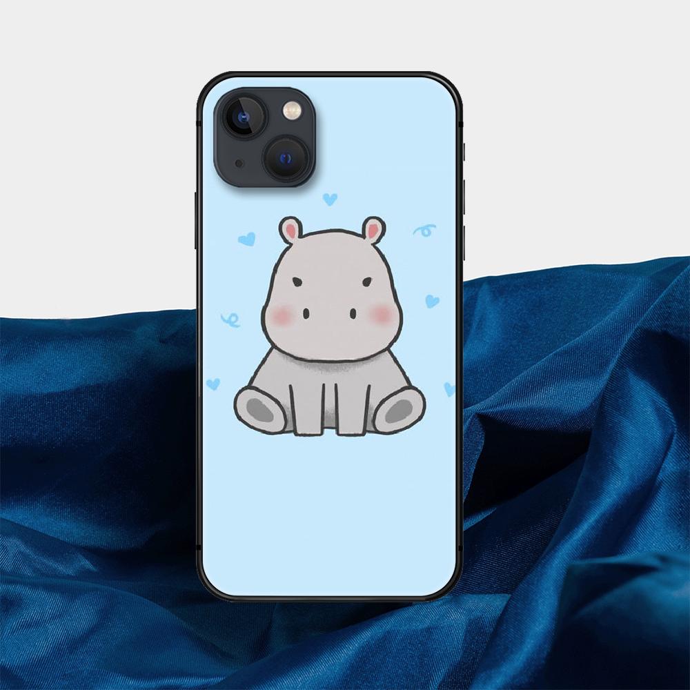 Cartoon Hippo telefondeksel for iPhone Samsung Galaxy Redmi Xiaomi Oppo OnePlus Note SA 7 8 9 10 11 12 13 14 20 21 22 23 53 54 Pro Max Plus Ultra