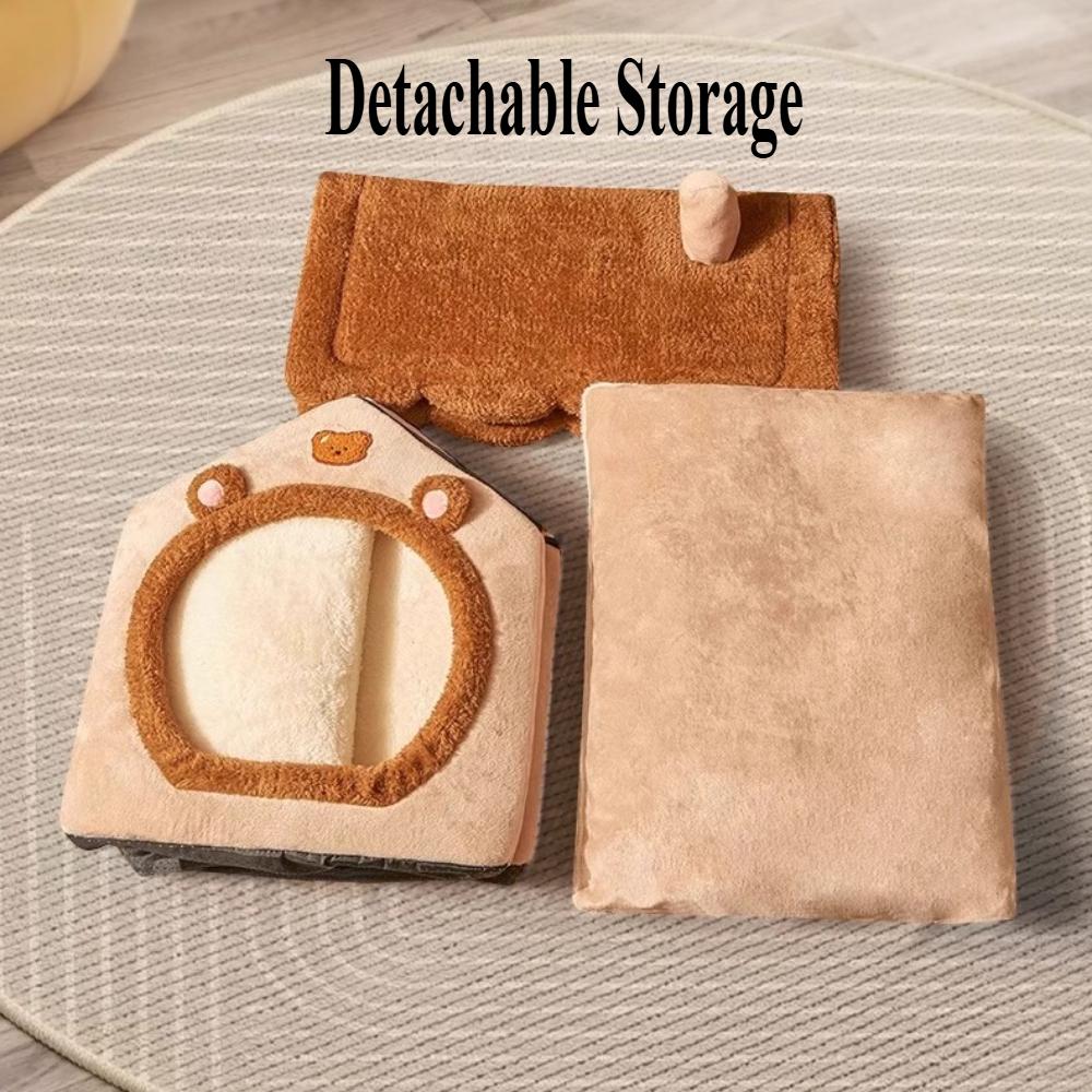 All-Season Enclosed Cat House Villa Washable Dog Bed Winter Insulation Sleeping Nest for Cats