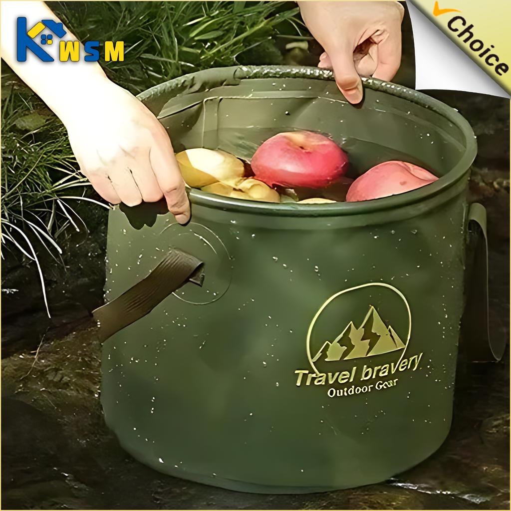 51020L Folding Easy Hold Bucket with Good Case Car Wash Fishing Bath Area Tool Silicone Bucket Outdoor Camping Home Supplies