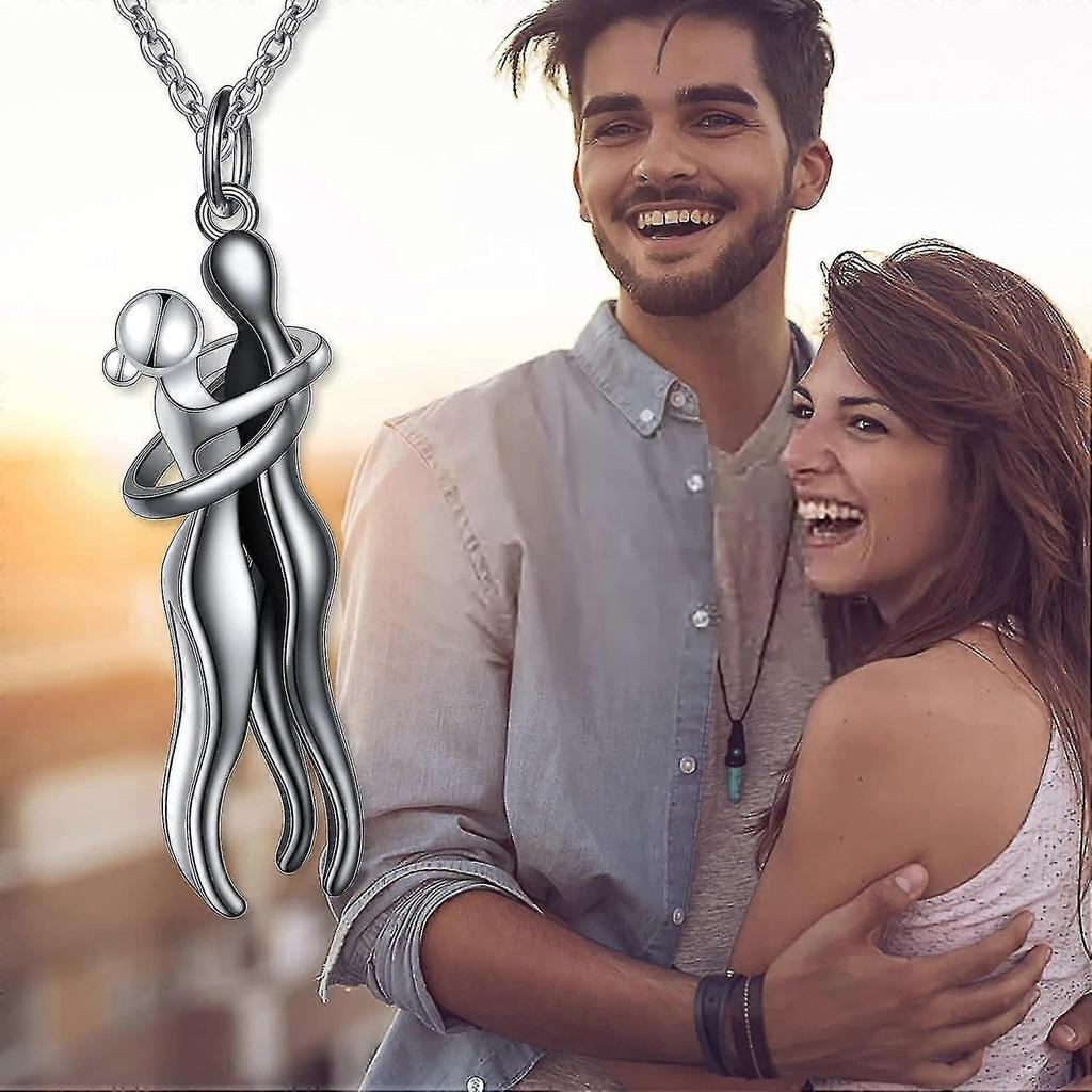 Umarmungs-Paar-Halskette S925 Sterlingsilber Umarmungs-Halskette Geliebter Schmuck für Ihn und Sie, Liebhaber Valentinstagsgeschenk