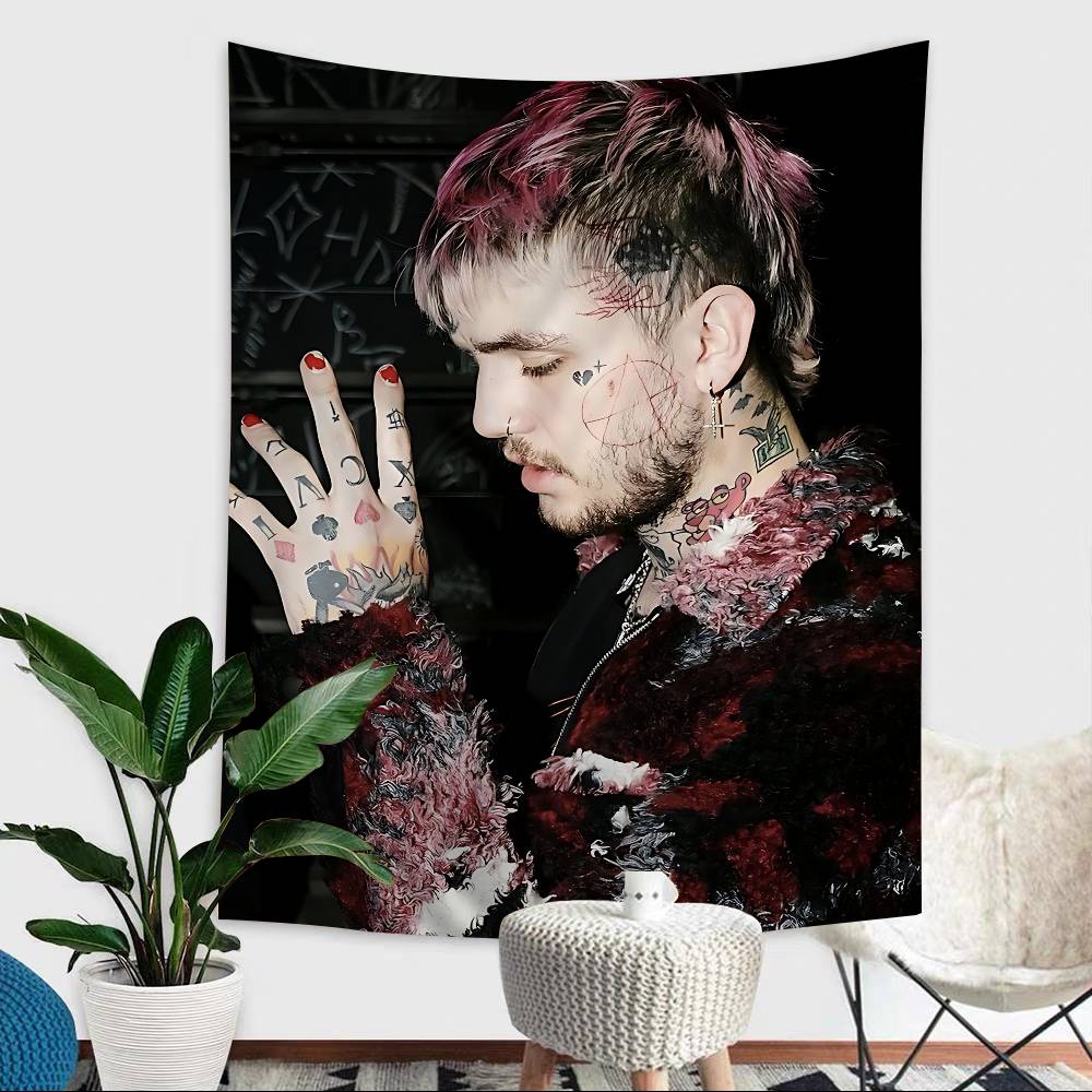 Hop Rapper LLil PPeep Anime Tapestry Hippie Flower Wall Carpets Dorm Decor Wall Hanging Home Decor