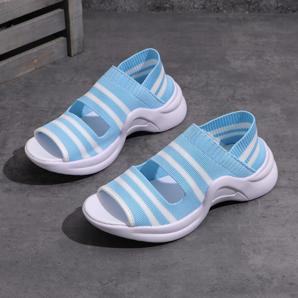Women Flat Knit Sandals 2025 High Heels Platform Shoes Spring Summer Female Slip On Peep Toe Shoe Non Slip Comfort Wedge Sandals