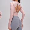 Women's Cross-border Long Sleeve Yoga Top with Fixed Cups and Hollow Back Design